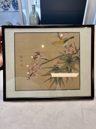 A collection of seven Chinese school paintings: 'Birds, butterflies and flowers', ink and colour on silk, various signatures, 20th C.