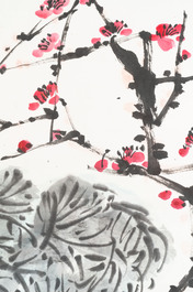 In the manner of Li Kuchan 李苦禪 (1899-1983): 'Chinese cabbage and prunus blossoms', ink and colour on paper