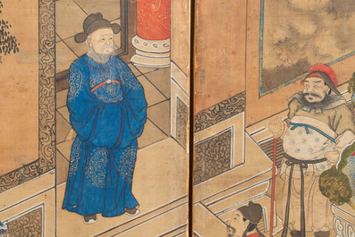 In the manner of Qiu Ying 仇英 (1494-1552): 'Festival in Chinese Garden', ink and colour on silk, 17/18th C.