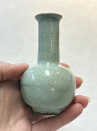 A small Chinese Guan-type Longquan celadon bottle vase, Song/Yuan