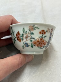 Seven Chinese famille rose cups and saucers, Yongzheng/Qianlong