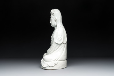 A Chinese white-glazed Guanyin, Kangxi mark, 19th C.