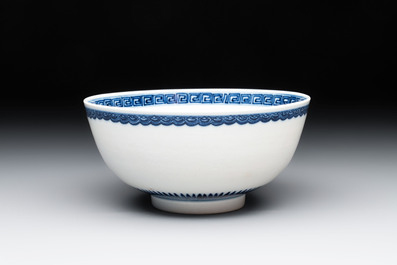 A Chinese blue and white 'sanduo' bowl, Chenghua mark, 18th C.