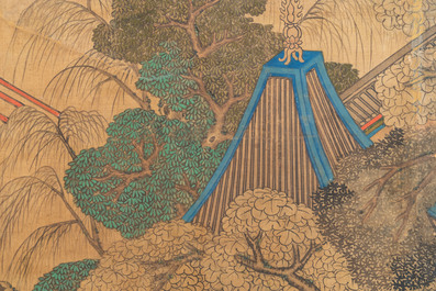 In the manner of Qiu Ying 仇英 (1494-1552): 'Festival in Chinese Garden', ink and colour on silk, 17/18th C.