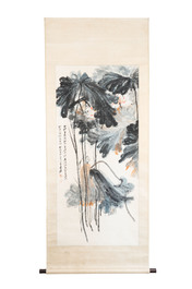 In the manner of Zhang Daqian 張大千 (1898-1983): 'Lotus', ink and colour on paper