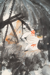 In the manner of Zhang Daqian 張大千 (1898-1983): 'Lotus', ink and colour on paper