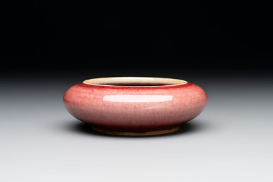 Two Chinese copper-red-glazed brush washers, Kangxi mark, 19th C.