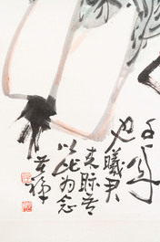 In the manner of Li Kuchan 李苦禪 (1899-1983): 'Chinese cabbage and prunus blossoms', ink and colour on paper
