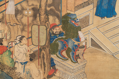 In the manner of Qiu Ying 仇英 (1494-1552): 'Festival in Chinese Garden', ink and colour on silk, 17/18th C.