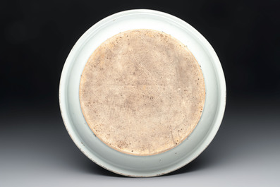 A Chinese qianjiang cai dish with a bird on a branch, signed Cheng Men 程門, dated 1878