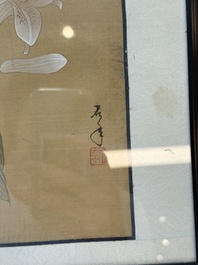 A collection of seven Chinese school paintings: 'Birds, butterflies and flowers', ink and colour on silk, various signatures, 20th C.