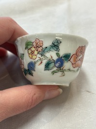 Seven Chinese famille rose cups and saucers, Yongzheng/Qianlong
