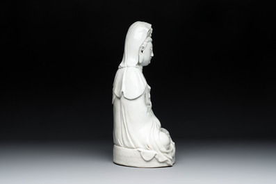 A Chinese white-glazed Guanyin, Kangxi mark, 19th C.