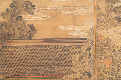In the manner of Qiu Ying 仇英 (1494-1552): 'Festival in Chinese Garden', ink and colour on silk, 17/18th C.