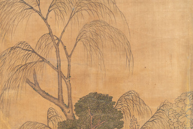 In the manner of Qiu Ying 仇英 (1494-1552): 'Festival in Chinese Garden', ink and colour on silk, 17/18th C.
