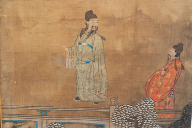 In the manner of Qiu Ying 仇英 (1494-1552): 'Festival in Chinese Garden', ink and colour on silk, 17/18th C.