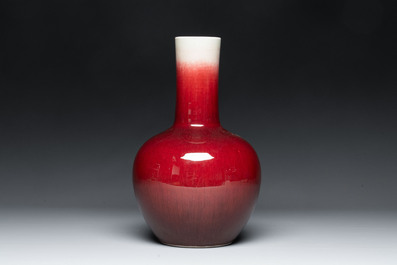 A Chinese copper-red-glazed bottle vase, 20th C.