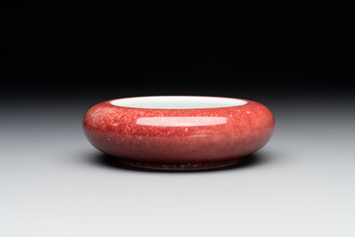 Two Chinese copper-red-glazed brush washers, Kangxi mark, 19th C.