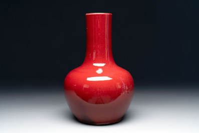 A Chinese copper-red-glazed bottle vase, 19th C.