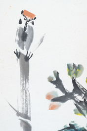 Linlu Xu 许麟庐 (1916-2011): 'Bird and chrysanthemum', ink and colour on paper