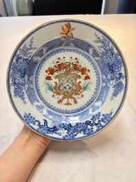 A Chinese armorial soup plate with the arms of Gold with Bulkely in pretence for the English market, Yongzheng, ca. 1724