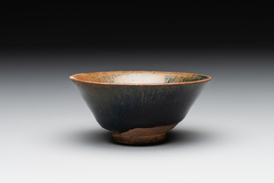 Three Chinese Jian 'hare fur' tea bowls, Song/Yuan
