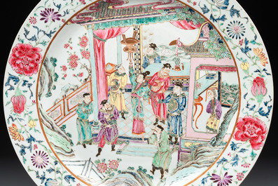 A large Chinese famille rose dish with narrative design, 19th C.