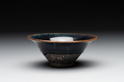 Three Chinese Jian 'hare fur' tea bowls, Song/Yuan