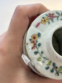 A fine Chinese famille rose tea caddy and a pattipan or teapot stand, Yongzheng/Qianlong