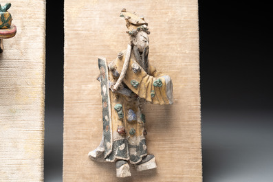 Three Chinese polychrome porcelain figures, 19th C.
