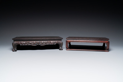 Three Chinese zitan wooden stands, 19/20th C.