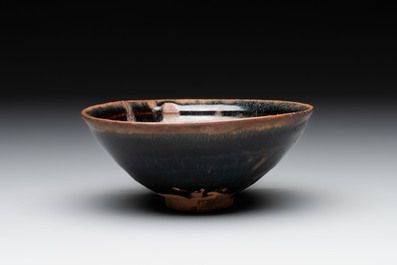 Three Chinese Jian 'hare fur' tea bowls, Song/Yuan