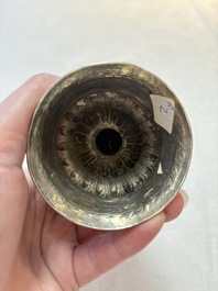Two Tibetan silver butter lamps, 19th C.