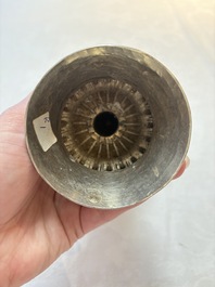 Two Tibetan silver butter lamps, 19th C.