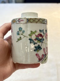 A fine Chinese famille rose tea caddy and a pattipan or teapot stand, Yongzheng/Qianlong