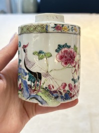 A fine Chinese famille rose tea caddy and a pattipan or teapot stand, Yongzheng/Qianlong