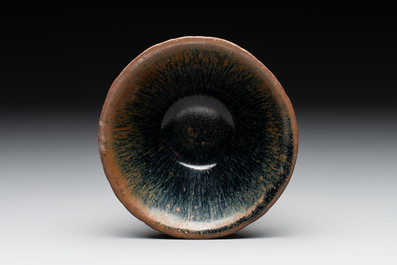 Three Chinese Jian 'hare fur' tea bowls, Song/Yuan