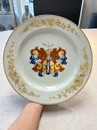 A pair of Chinese armorial dishes with the arms of Valckenier of Amsterdam for the Dutch market, Yongzheng