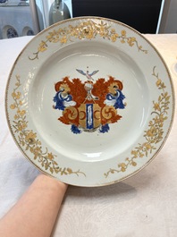 A pair of Chinese armorial dishes with the arms of Valckenier of Amsterdam for the Dutch market, Yongzheng