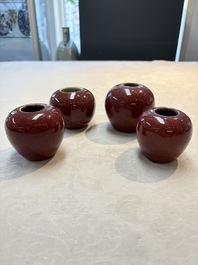 Four Chinese copper-red-glazed water pots, 19th C.