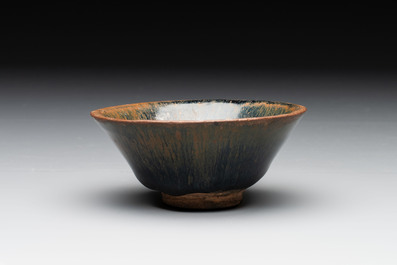 Three Chinese Jian 'hare fur' tea bowls, Song/Yuan