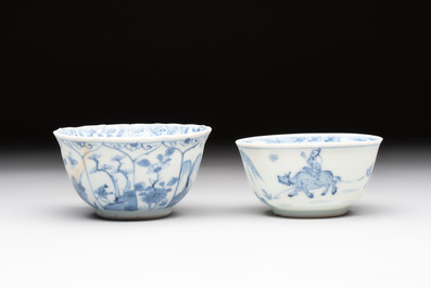 Eight Chinese blue and white shipwreck wares, 17/18th C.