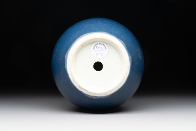 Four Chinese sacrificial blue-glazed wares, Qianlong mark, 18/19th C.