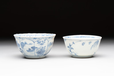 Eight Chinese blue and white shipwreck wares, 17/18th C.
