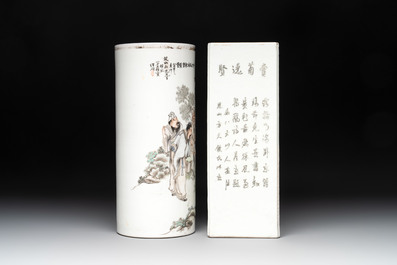 Two Chinese qianjiang cai hat stands, Xin Yuan Xuan Zao 鑫源軒造 mark, dated 1923 and Tongzhi mark, dated 1888