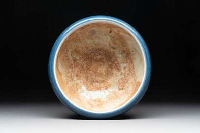 Four Chinese sacrificial blue-glazed wares, Qianlong mark, 18/19th C.
