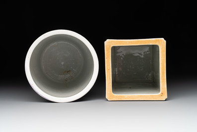 Two Chinese qianjiang cai hat stands, Xin Yuan Xuan Zao 鑫源軒造 mark, dated 1923 and Tongzhi mark, dated 1888