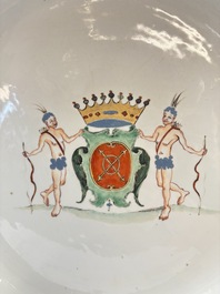 A massive and rare Chinese armorial dish with the arms of Sioc'han de Kersabiec, Kangxi, ca. 1715