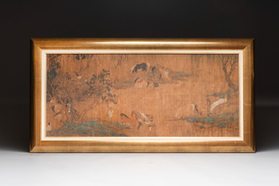 Chinese school: 'Horses', ink and colour on silk, 19th C.
