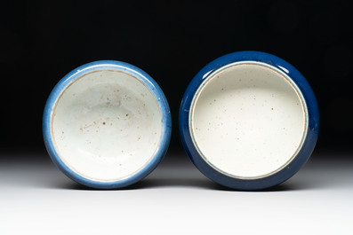 Four Chinese sacrificial blue-glazed wares, Qianlong mark, 18/19th C.